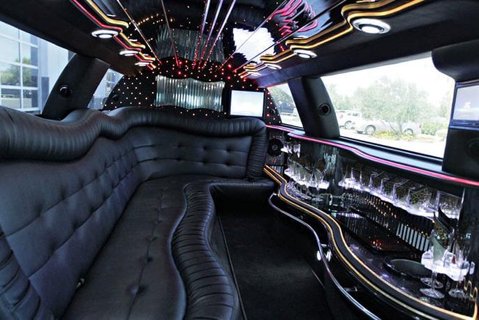 White Escalade Limo interior